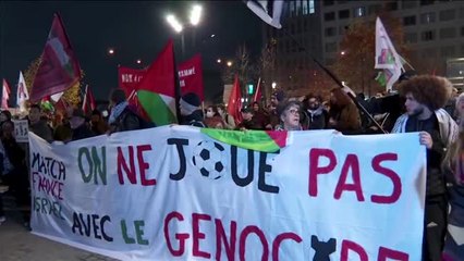 Pro-Palestinian supporters protest Israeli football team's presence in France