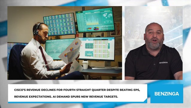 Cisco's Revenue Declines For Fourth Straight Quarter Despite Beating EPS, Revenue Expectations. AI Demand Spurs New Revenue Targets.