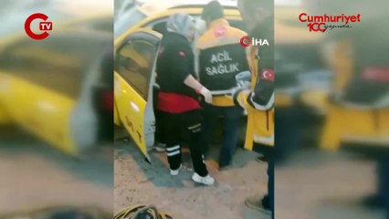 Konya'da ticari taksi direğe çarptı: 3 yaralı