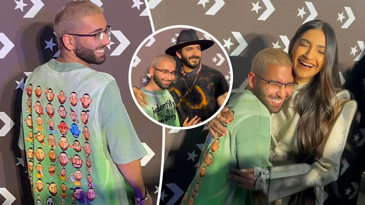 Orry's New Quirky T-Shirt Features His Facial Expressions | Poses With Sonam & Harshvardhan Kapoor