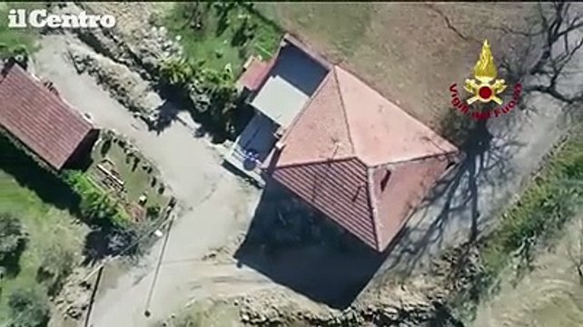 Civitella del Tronto, il drone dei Vigili del Fuoco sulla frana di Ponzano