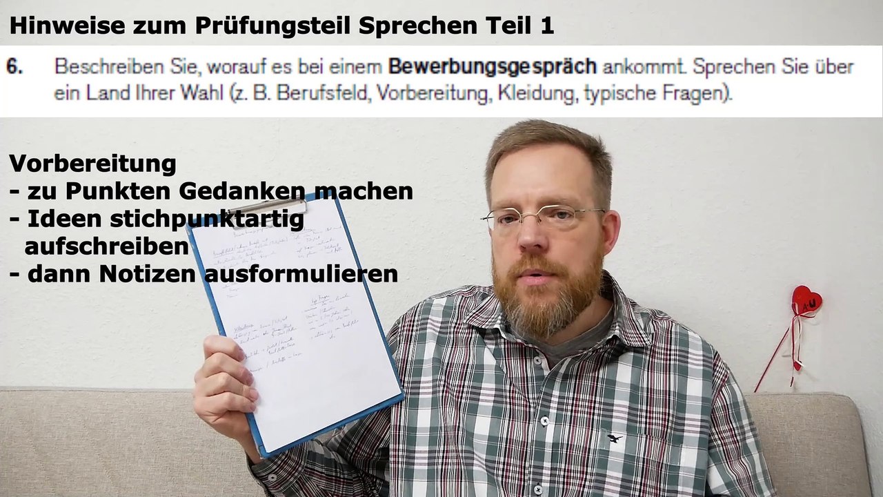 Deutsch-Test für den Beruf B2 – 20 – Sprechen Teil 1 – Thema 6: Bewerbungsgespräch