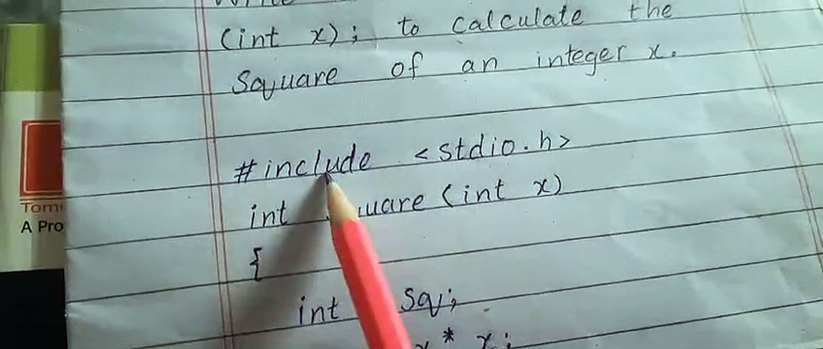 Write a function int square (int x); to calculate the square of an integer x Class 10 || Chapter 5 Function