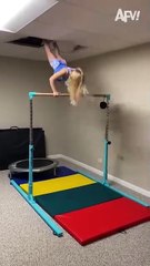 Legend says, she still hangin' there #funny #fail #gymnastics #AFV