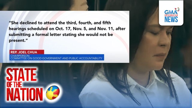 VP Sara, hindi dadalo sa pagdinig ng Kamara ukol sa Confidential and Intelligence Funds ng OVP | SONA