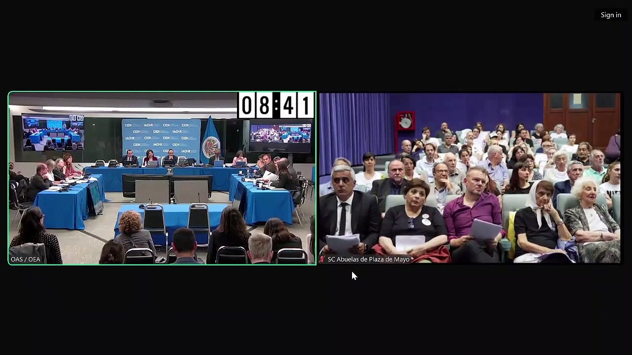 Baños arrancó su exposición confrontando con las Madres y las Abuelas