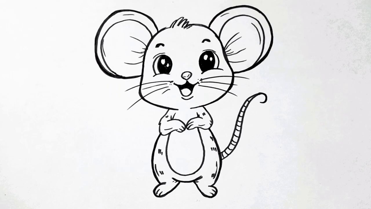 How to draw a mouse easy step by step __ Mouse drawing __ Cute animal drawing