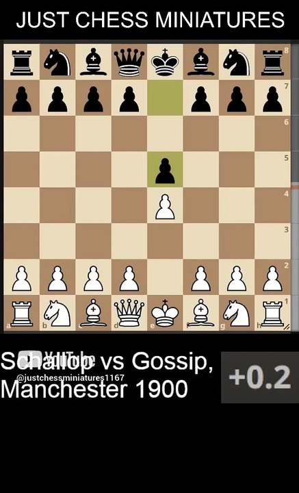 Emil Schallopp outplays George Gossip, and wins with the ladder checkmate
