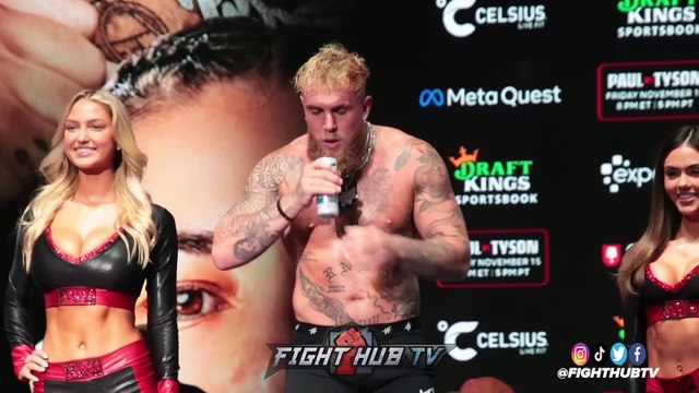 Mike Tyson B**** SLAPS Jake Paul at weigh in as ALL HELL BREAKS LOOSE!