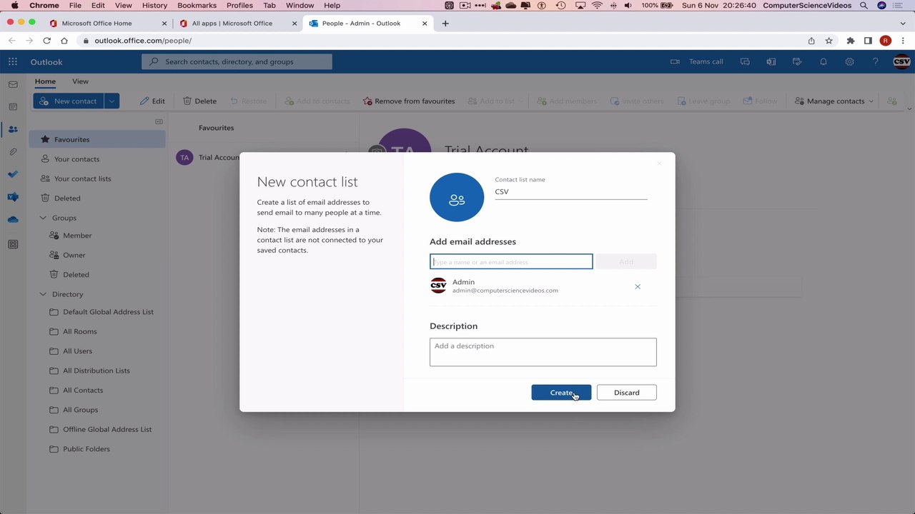 How to USE Microsoft People for Office 365 On a Mac - Tutorial 11  - Create a List - Basic Tutorial