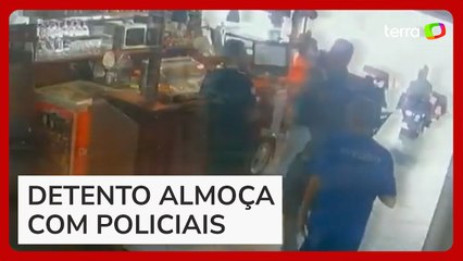 Detento é filmado almoçando com policiais em restaurante no ES