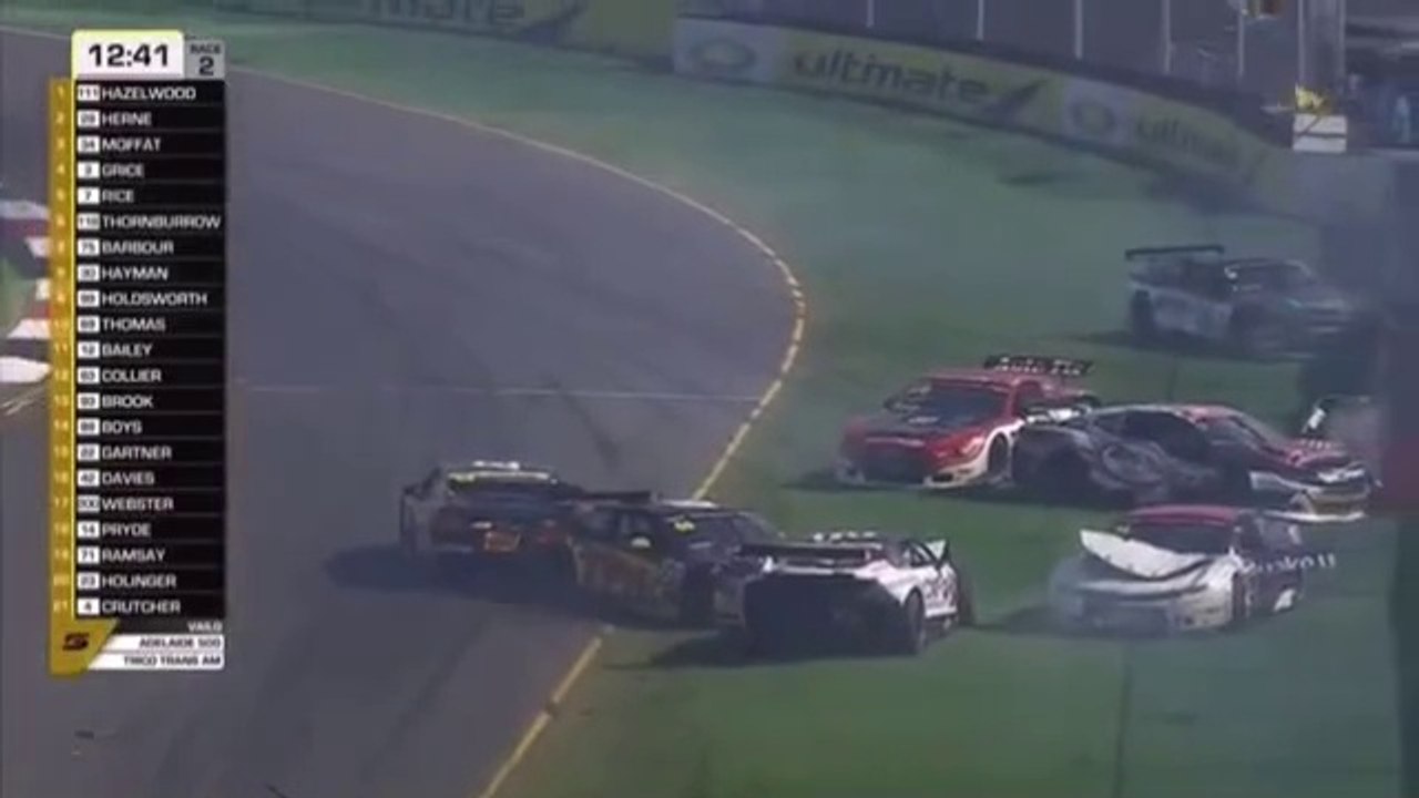 Trans Am 2024 Adélaïde Race 2 Oil Track Huge Pile Up Crash - Vidéo ...