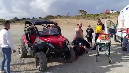 Antalya'da ATV keyfi kazayla biten yarı çıplak turist gazetecilere saldırdı