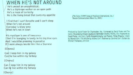 THE CORRS — When He's Not Around | from The Corrs: “Talk On Corners” | (1997 & 1998) | (CD audio) | (Lyrics)