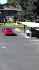 Car Crashes Into Rock While Turning