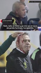 La reacción de Aguirre tras ser agredido con una lata desde la grada