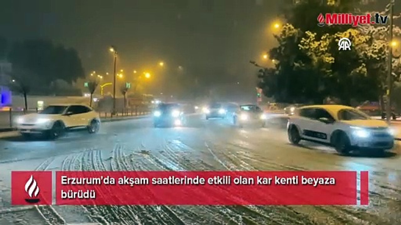 Erzurum'da kar yağışı etkili oldu