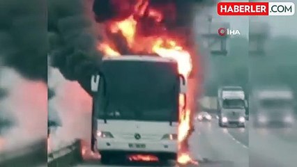 Samsun'dan Adana'ya Giden Otobüste Yangın Çıktı