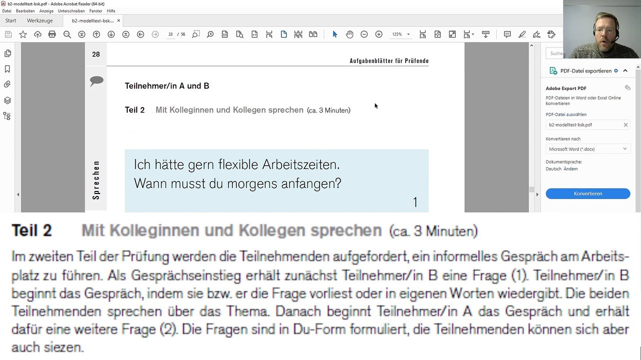 Deutsch-Test für den Beruf B2 – 23 – Sprechen Teil 2 – mit Kollegen sprechen