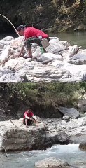 Angling in Nepal | Hook and Rod Fishing | Angling with Bamboo Stick |