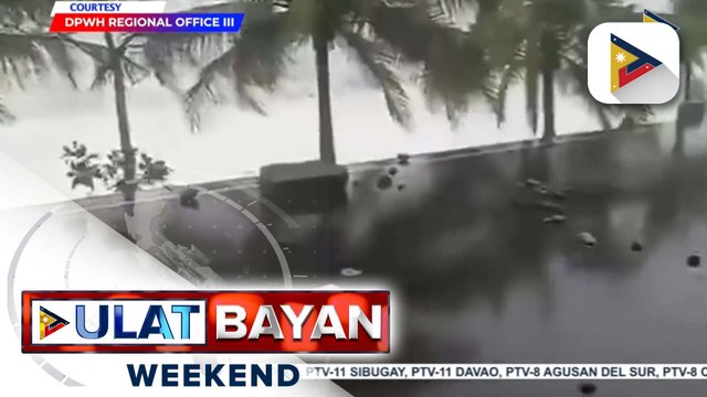 Mga bato, kumalat sa kalsada dahil sa malakas na alon na epekto ng Bagyong #PepitoPH