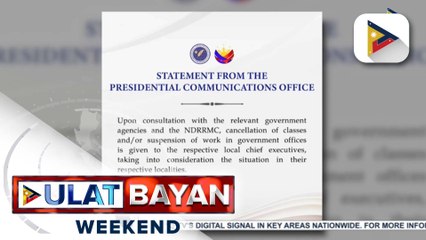 Malacañang, ipinauubaya na sa mga lokal na pamahalaan ang suspensyon ng klase at trabaho sa kanilang lugar