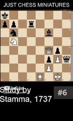 Study by Stamma in 1737. Smothered checkmate