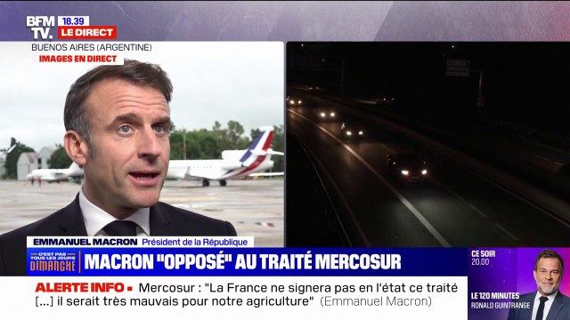 Emmanuel Macron: J'ai dit au président argentin que la France ne signerait pas en l'état ce traité de Mercosur