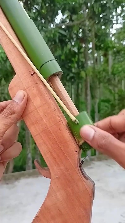 Bamboo creation with mini wood spring