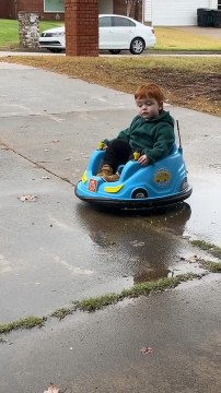 Toddler Falls Asleep While Riding Bumper Car