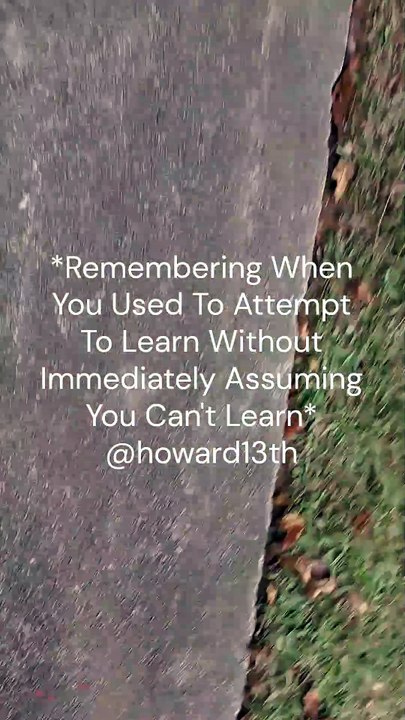 "*Remembering When You Used To Attempt To Learn Without Immediately Assuming You Can't Learn*" 11/08/2024
