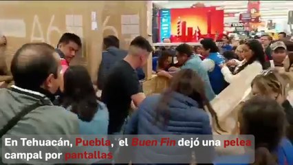 En Tehuacán, Puebla, el Buen Fin dejó una pelea campal por pantallas