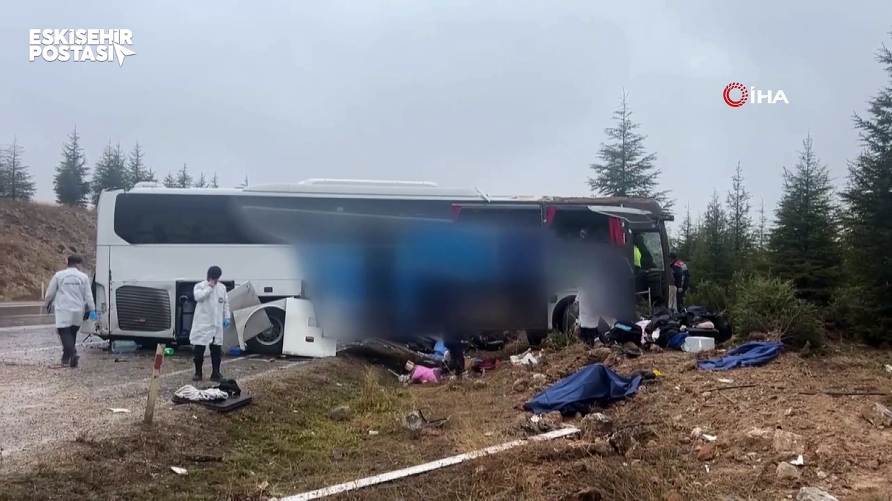 Eskişehir'de kaza: Yolcu otobüsü takla attı! İşte ilk görüntüler
