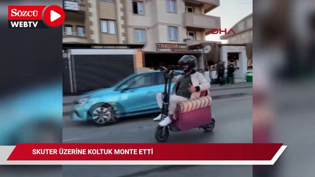 Skuter üzerine koltuk monte etmiş