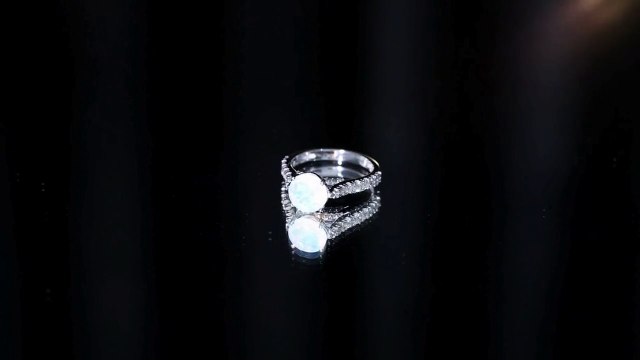Ethiopian Opal Solitaire Engagement Ring with Diamond Side Stones