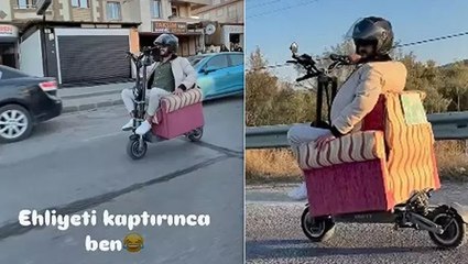 Koltuk monte ettiği skuter ile yolculuğa para cezası