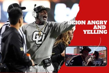 Deion Sanders angrily shouting loudly at his players