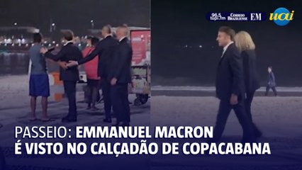 Presidente da França é visto andando no calçadão de Copacabana