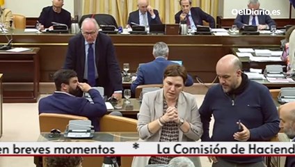 Los gestos de una diputada del PSOE ante los socios de la investidura en la Comisión de Hacienda del Congreso