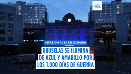 Bruselas se tiñe de azul y amarillo al cumplirse 1.000 días de guerra en Ucrania