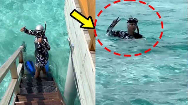 Hina khan Swimming Video In Maldives Vacation,Can Do swimming During B-reast Cancer Treatment |