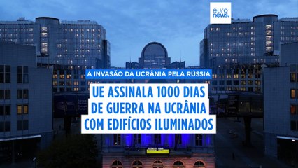 Bruxelas pintada com as cores da Ucrânia para marcar os 1.000 dias da invasão russa
