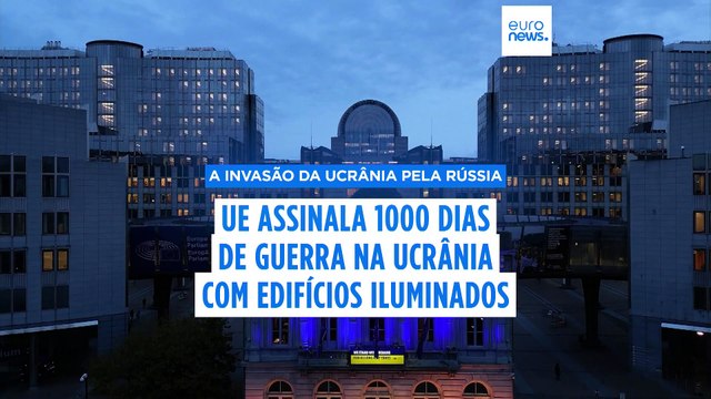 Bruxelas pintada com as cores da Ucrânia para marcar os 1.000 dias da invasão russa