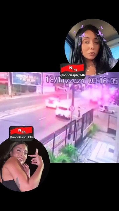 Um circuito de segurança flagrou o momento em que a jovem Amanda Barbosa dos Santos, de 24 anos, cai do veículo em que estava na madrugada desta segunda-feira (18), na avenida principal do bairro dos Bancários, em