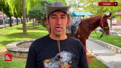 Yozgatlı esnaf fırına da markete de at sırtında gidiyor