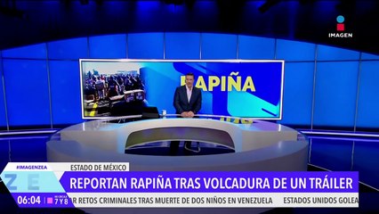 Reportan rapiña tras volcadura de un tráiler en Tula