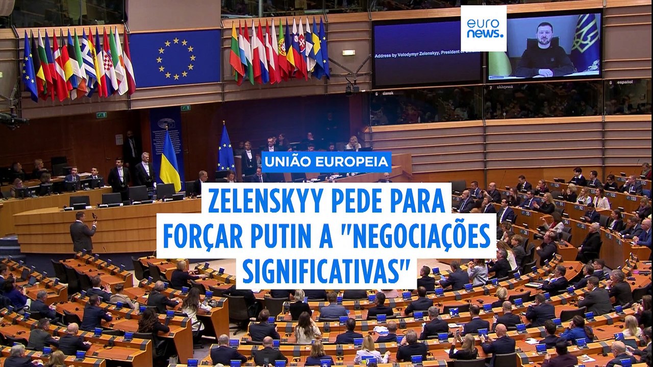 Zelenskyy pede aos eurodeputados que tirem "dinheiro e poder" a Putin para restabelecer a paz