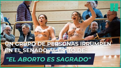 Pedro Rollán tiene que pedir a los servicios de la cámara del Senado que sacara de esta a unas personas que han interrumpido la sesión al grito de: "El aborto es sagrado"
