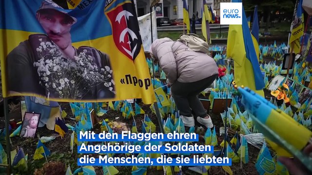 1000 Tage Krieg in der Ukraine: Kiewer Flaggen-Denkmal zu Ehren der gefallenen Soldaten wächst