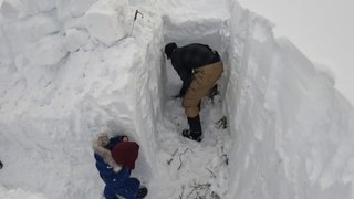 Deep Snow Survival Camping in Alaska - Building a Winter Survival Shelter